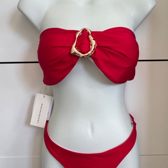 Commense Metal-Detail Bow Bandeau Bikini Size Large - Picture 5 of 7